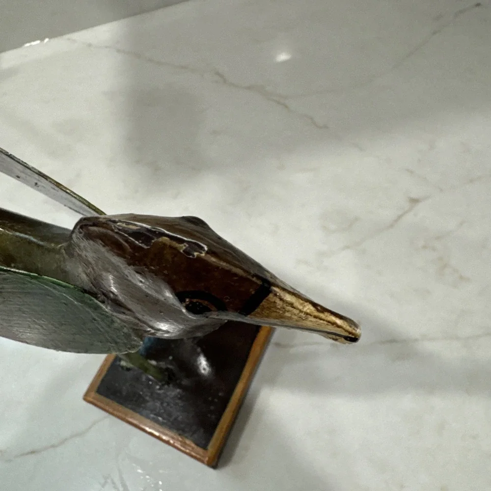 Pottery Barn Folk Art Metal Bird Floral Figurine Home Decor